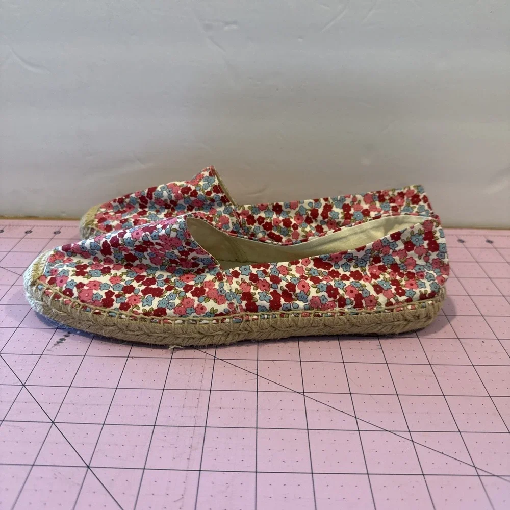 Sam Edelman Verona Canvas Floral Espadrille Slide Loafer‎ Red Pink Size 9